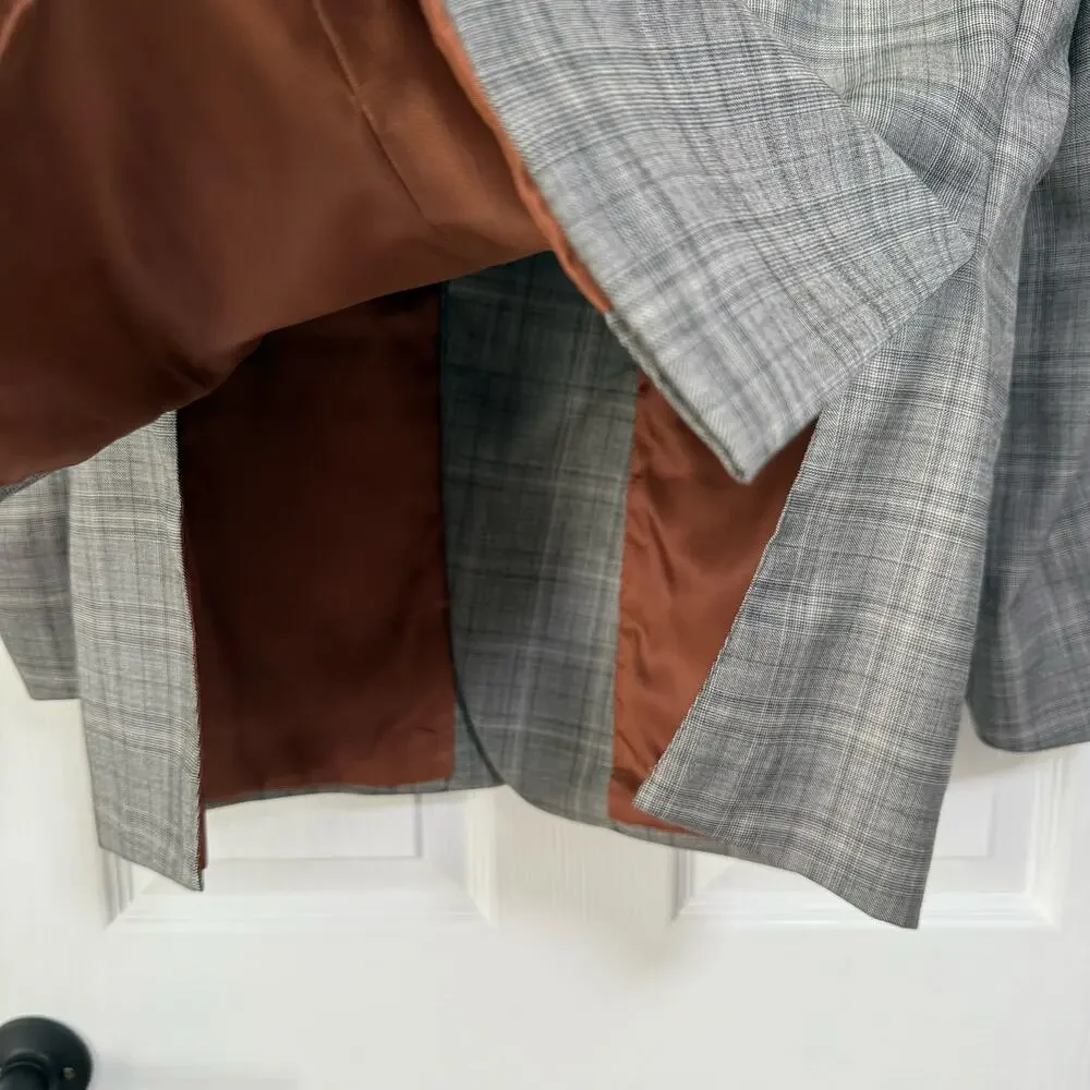 Jos. A. Bank Men's Gray 100%Wool Plaid Slim Fit Sportscoat Blazer Size 40R